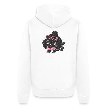 Funny Poodle - Unisex Premium Organic Zip Hoodie - white - Back - Thijin (182cm)