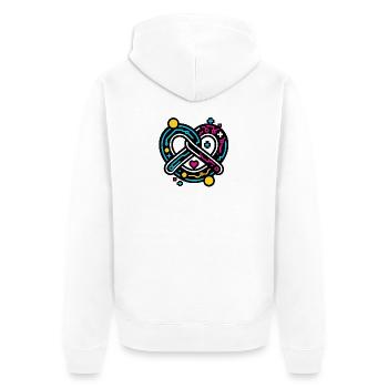 Cyber Pretzel - Unisex Premium Bio Zip Hoodie - Weiß - Hinten - Thijin (182cm)