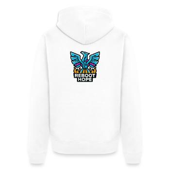 Reboot Hope - Unisex Premium Bio Zip Hoodie - Weiß - Hinten - Thijin (182cm)