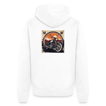 Vintage Motorcycle Design - Unisex Premium Organic Zip Hoodie - white - Back - Thijin (182cm)