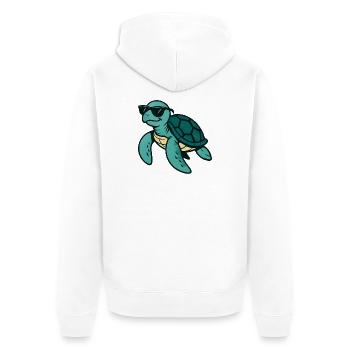 Tortue cool avec des lunettes de soleil - Veste à capuche bio Premium Unisexe - blanc - Dos - Thijin (182cm)