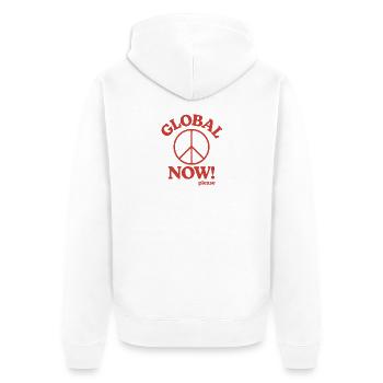 Friede - Unisex Premium Bio Zip Hoodie - Weiß - Hinten - Thijin (182cm)