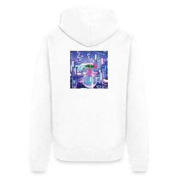 Futuristischer Neon-Drache mit VR-Ausrüstung - Unisex Premium Bio Zip Hoodie - Weiß - Hinten - Thijin (182cm)