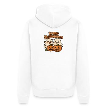 Niedliche Geister Halloween Design - Unisex Premium Bio Zip Hoodie - Weiß - Hinten - Thijin (182cm)