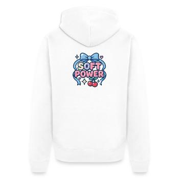 Soft Power – Kawaii Schleife - Unisex Premium Bio Zip Hoodie - Weiß - Hinten - Thijin (182cm)