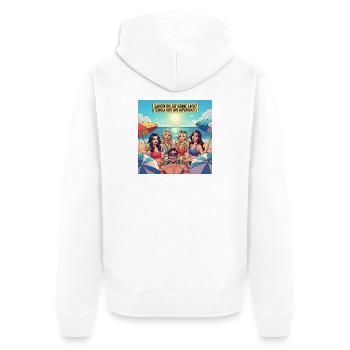 Boire jusqu’à ce que le soleil rit - Veste à capuche bio Premium Unisexe - blanc - Dos - Thijin (182cm)