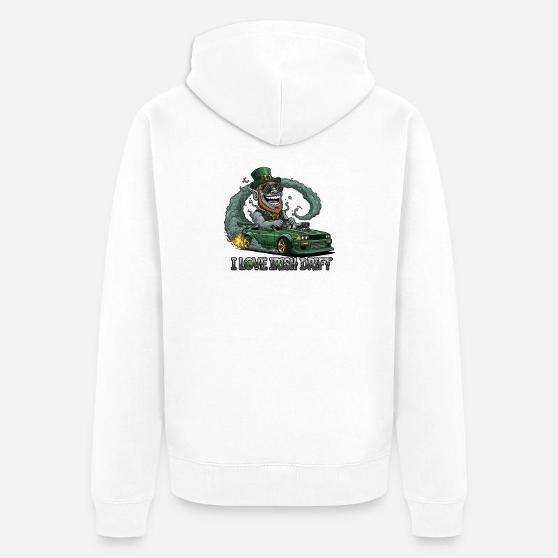Saint-Patrick Cascade Drifting Design - Veste à capuche bio Premium Unisexe - blanc