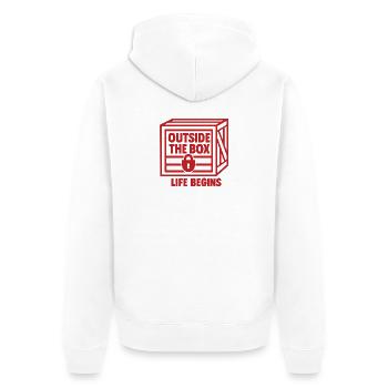 Hors des sentiers battus - la vie commence - Veste à capuche bio Premium Unisexe - blanc - Dos - Thijin (182cm)