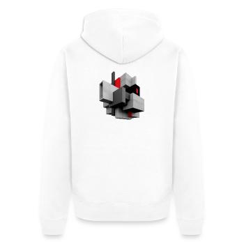 Cube - Unisex Premium Bio Zip Hoodie - Weiß - Hinten - Thijin (182cm)
