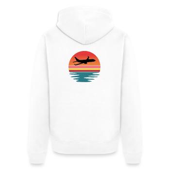 Travel Lover T-Shirt with Airplane - Unisex Premium Organic Zip Hoodie - white - Back - Thijin (182cm)