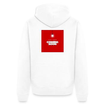 Bold Red Waiting Announcement Design - Unisex Premium Organic Zip Hoodie - white - Back - Thijin (182cm)