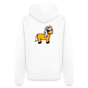 Pferd Mädchen weiblich süß hübsche Schleife Frau - Unisex Premium Bio Zip Hoodie - Weiß - Hinten - Thijin (182cm)