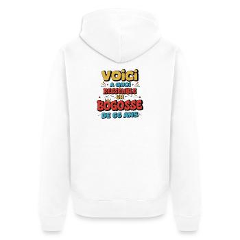Funny quotes for 66 year old seniors - Unisex Premium Organic Zip Hoodie - white - Back - Thijin (182cm)