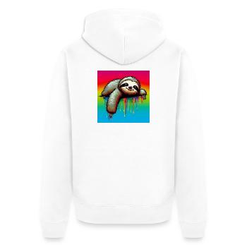Faultier - Unisex Premium Bio Zip Hoodie - Weiß - Hinten - Thijin (182cm)