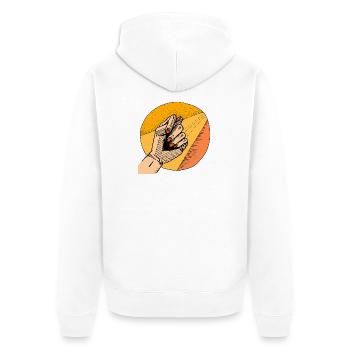 Powerful hand movement in retro design - Unisex Premium Organic Zip Hoodie - white - Back - Thijin (182cm)