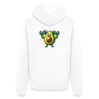 Fitness-Enthusiast mit Avocado-Motiv - Unisex Premium Bio Zip Hoodie - Weiß - Hinten - Thijin (182cm)