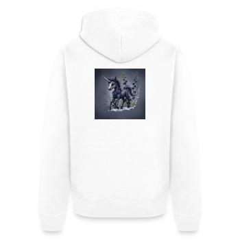 Mystical Unicorn with Flowers in Blue Tones - Unisex Premium Organic Zip Hoodie - white - Back - Thijin (182cm)