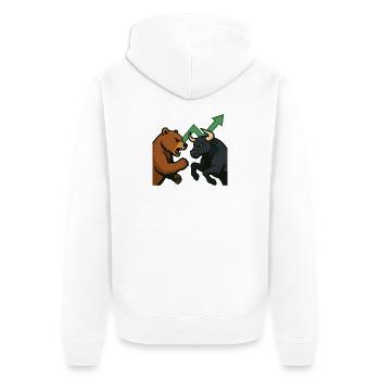 Bären und Bullen Kampf Chart - Unisex Premium Bio Zip Hoodie - Weiß - Hinten - Thijin (182cm)