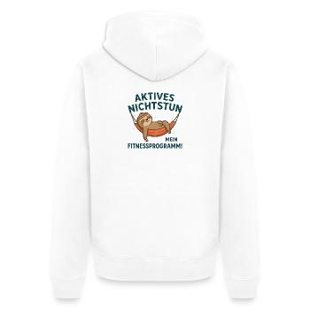 Entspannter Faultier im Hängematten-Design - Unisex Premium Bio Zip Hoodie - Weiß - Hinten - Thijin (182cm)