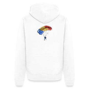 Parachute - Unisex Premium Organic Zip Hoodie - white - Back - Thijin (182cm)
