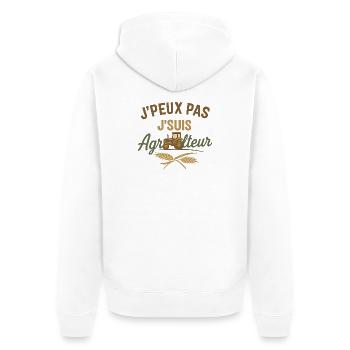 Bauer T-Shirt Humor Feld Ich bin Landwirt - Unisex Premium Bio Zip Hoodie - Weiß - Hinten - Thijin (182cm)