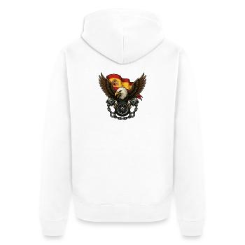 Eagle and Spanish flag in bold tattoo - Unisex Premium Organic Zip Hoodie - white - Back - Thijin (182cm)