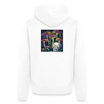 Neon Gothic Pilz Schädel Illustration - Unisex Premium Bio Zip Hoodie - Weiß - Hinten - Thijin (182cm)