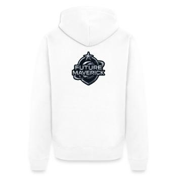 Future Maverick – Chrome Emblem - Unisex Premium Bio Zip Hoodie - Weiß - Hinten - Thijin (182cm)