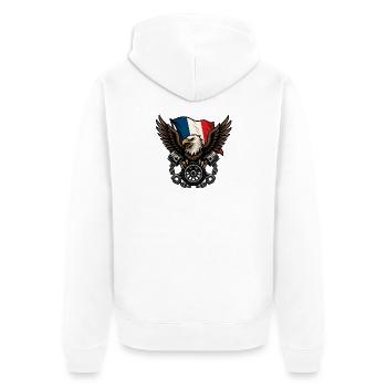 French Eagle with Flag - Unisex Premium Organic Zip Hoodie - white - Back - Thijin (182cm)