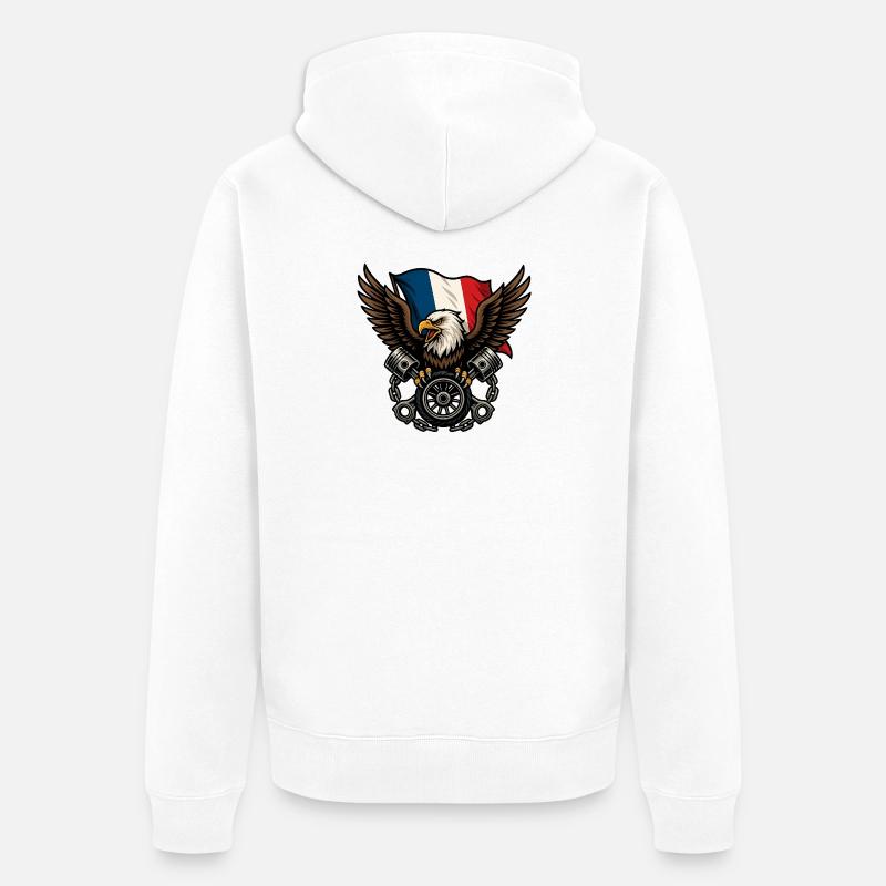 Aigle français avec drapeau  - Veste à capuche bio Premium Unisexe - blanc