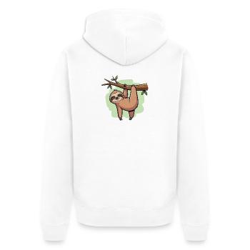 Sloth - Unisex Premium Organic Zip Hoodie - white - Back - Thijin (182cm)