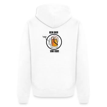 KEIN BIER VOR VIER! - Unisex Premium Bio Zip Hoodie - Weiß - Hinten - Thijin (182cm)