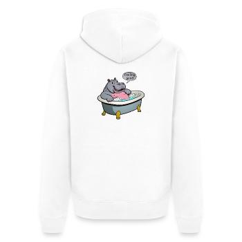 Hippo in the bath - Unisex Premium Organic Zip Hoodie - white - Back - Thijin (182cm)