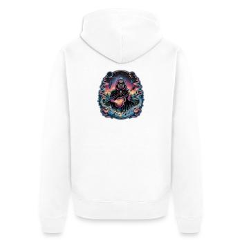 Mystic Astronaut Musician Illustration - Unisex Premium Organic Zip Hoodie - white - Back - Thijin (182cm)
