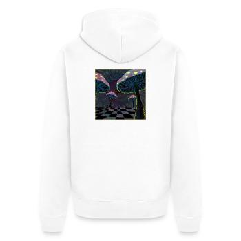 Psychedelic Mushroom Forest Scene - Unisex Premium Organic Zip Hoodie - white - Back - Thijin (182cm)