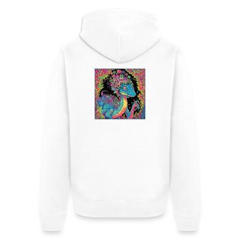 Psychedelischer Walddrache Illustration - Unisex Premium Bio Zip Hoodie - Weiß - Hinten - Thijin (182cm)