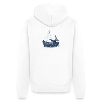 Das Shanty Man Nautical Boat Design - Unisex Premium Bio Zip Hoodie - Weiß - Hinten - Thijin (182cm)