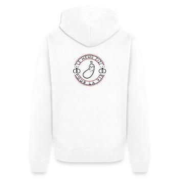 Animiertes Auberginen-Humor-Design - Unisex Premium Bio Zip Hoodie - Weiß - Hinten - Thijin (182cm)