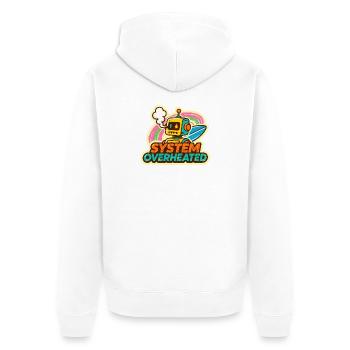 Retro Robot Surfkunst Design - Unisex Premium Bio Zip Hoodie - Weiß - Hinten - Thijin (182cm)