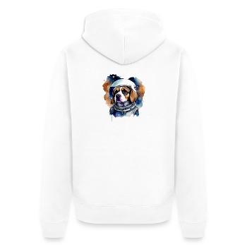 Chien Astronaute Dans L' Espace - Veste à capuche bio Premium Unisexe - blanc - Dos - Thijin (182cm)