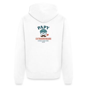 Papy Extraordinaire – Édition Grand-Père 2025 - Veste à capuche bio Premium Unisexe - blanc - Dos - Thijin (182cm)
