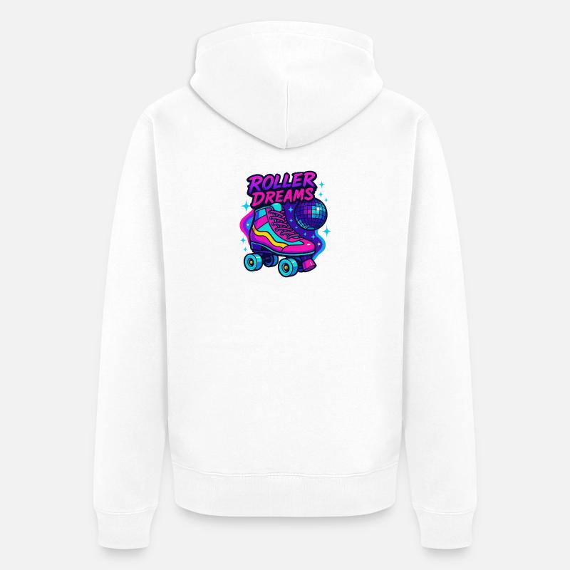 Patins à roulettes néon Disco Design - Veste à capuche bio Premium Unisexe - blanc