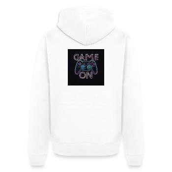 Neon Gaming Controller Design - Unisex Premium Bio Zip Hoodie - Weiß - Hinten - Thijin (182cm)