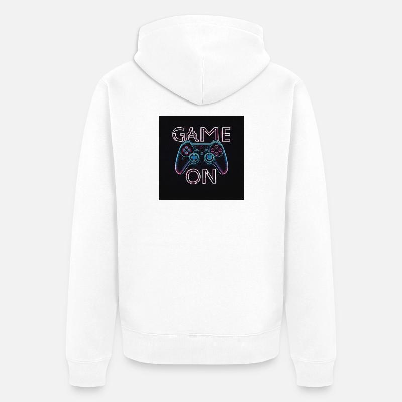 Neon Gaming Controller Design - Unisex Premium Bio Zip Hoodie - Weiß