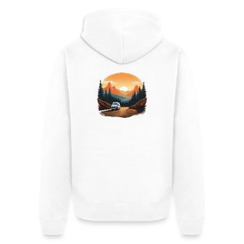 Aventure en montagne avec van au lever du soleil - Veste à capuche bio Premium Unisexe - blanc - Dos - Thijin (182cm)