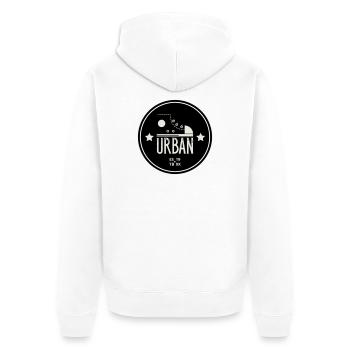 Urban Style Badge Featuring Red Sneaker and Bold - Unisex Premium Organic Zip Hoodie - white - Back - Thijin (182cm)