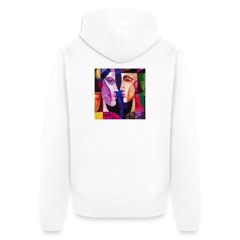 Colorful Couple Abstract Portraits - Unisex Premium Organic Zip Hoodie - white - Back - Thijin (182cm)