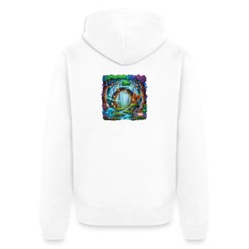 Forêt enchantée Rêve Paysage fantastique - Veste à capuche bio Premium Unisexe - blanc - Dos - Thijin (182cm)