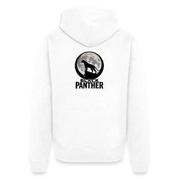 Panther-Silhouette bei Vollmond - Unisex Premium Bio Zip Hoodie - Weiß - Hinten - Thijin (182cm)