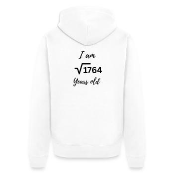 "I Am 42 Years Old – Nerdy Birthday Root Design" - Unisex Premium Organic Zip Hoodie - white - Back - Thijin (182cm)